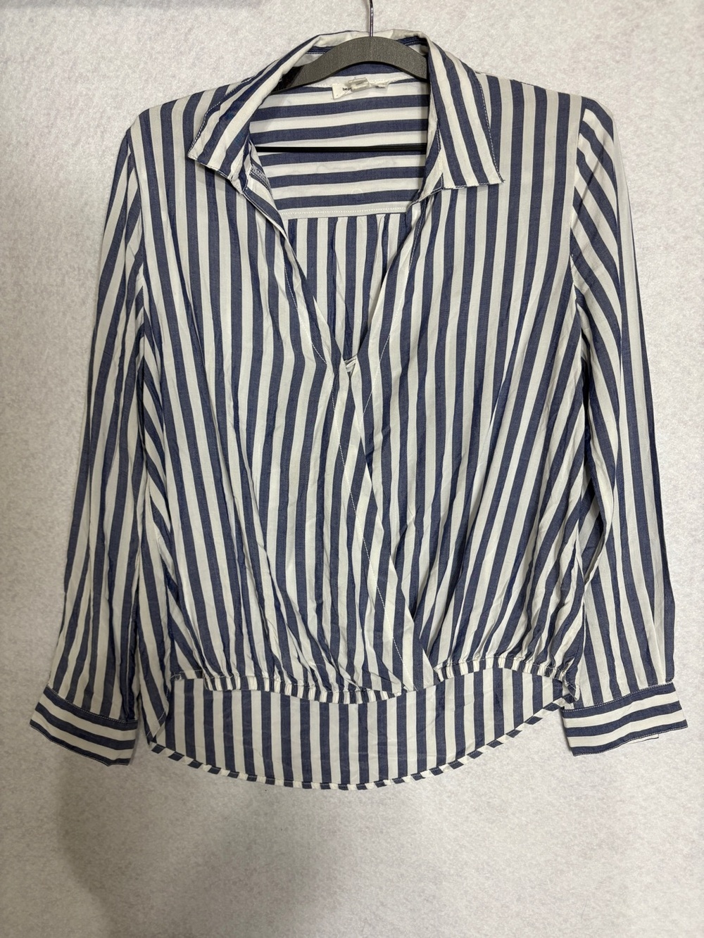 Beach lunch lounge Striped Wrap Front Blouse - Navy & White M/M